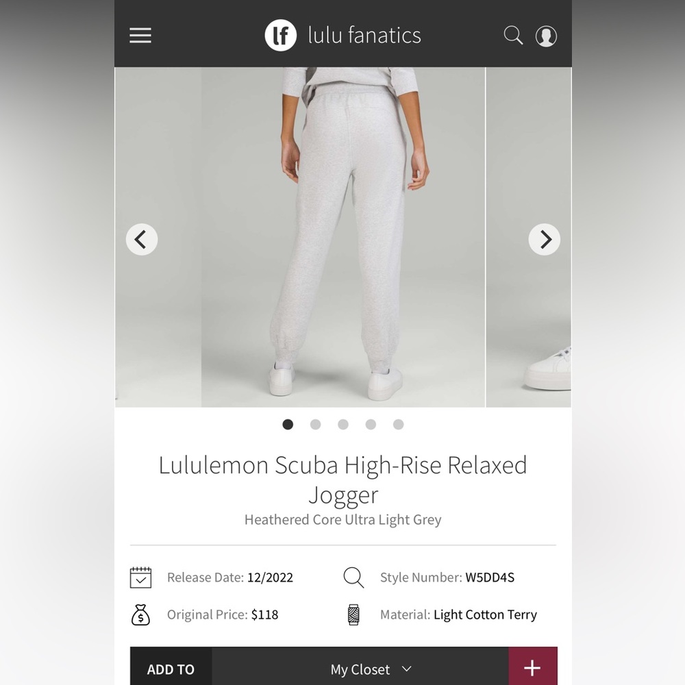 Lululemon Authentic Scuba High Rise Relax Fit Joggers